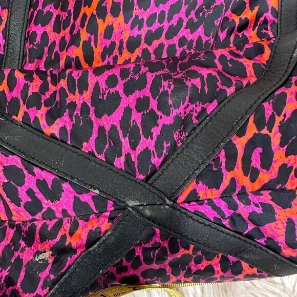 Henri Bendel NY Pink Leopard Print Softshell Satin Satchel Tote Shoulder Bag - Picture 13 of 17